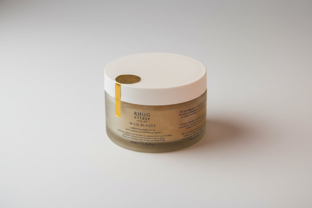 Rhug Wild Beauty | Exfoliating Body Scrub with Rosemary and Rhug Honey | 200ml