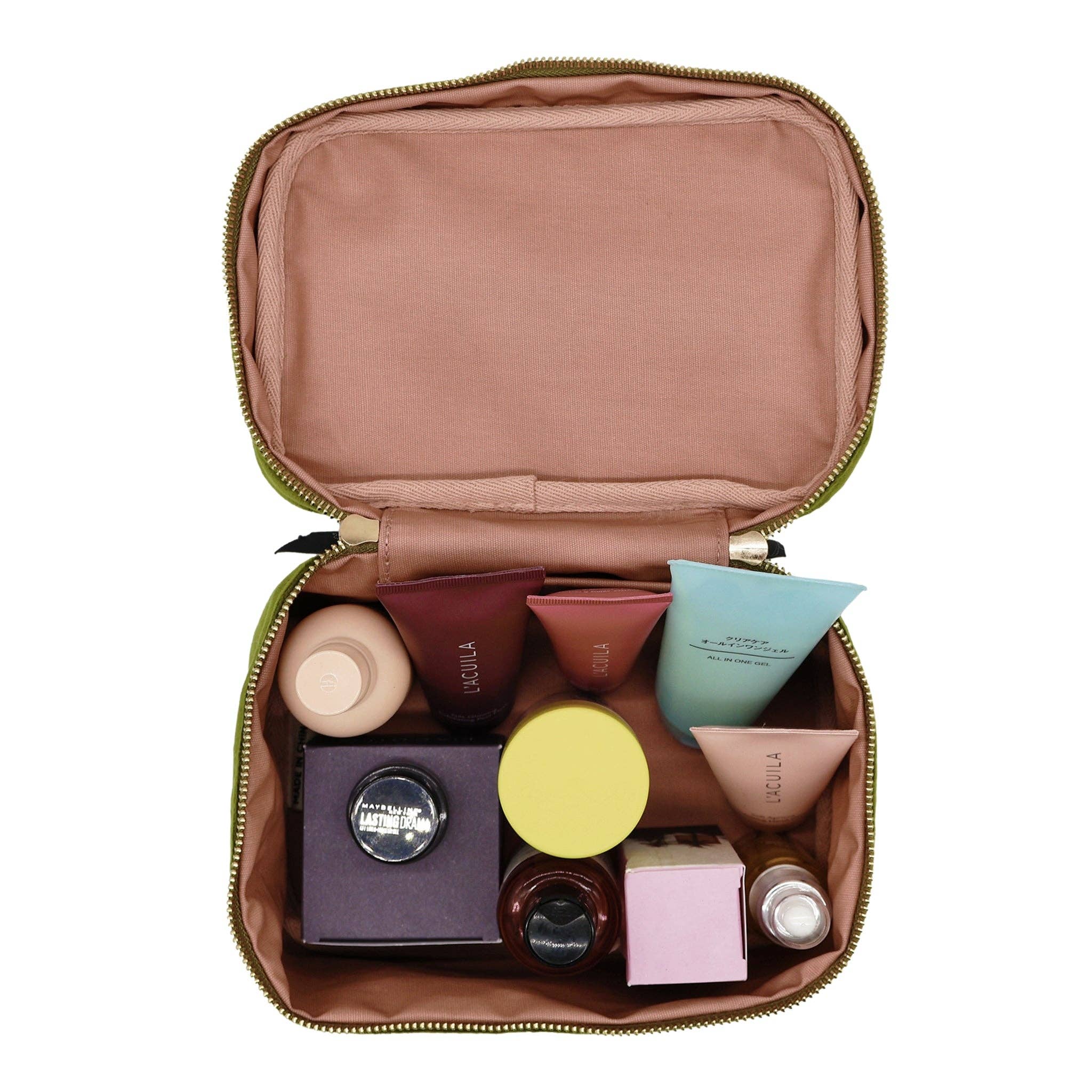 My Makeup Cosmetic Box, Quilted Green Velvet