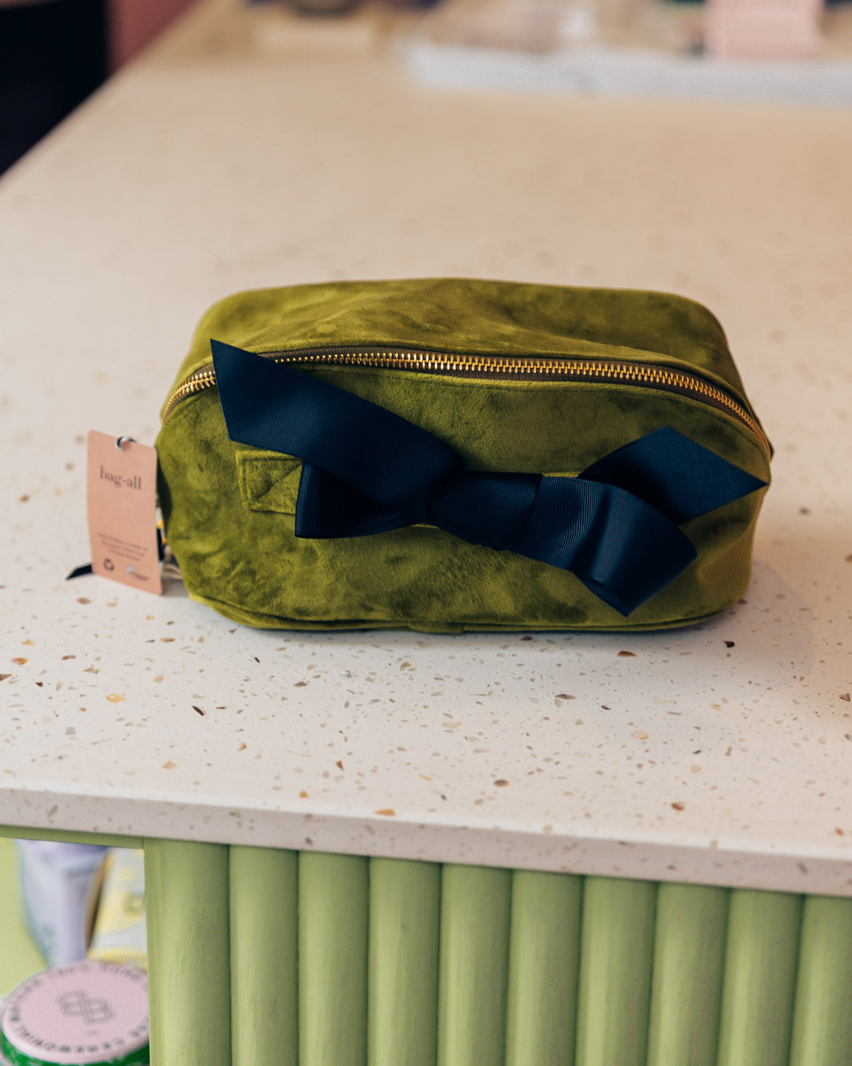 Accordion Box Makeup & Toiletry, Green Velvet